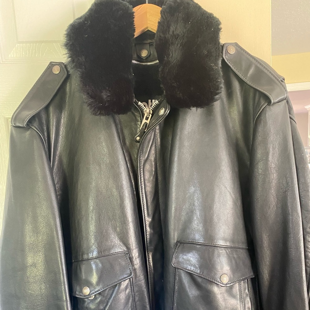 Schott NYC men’s leather bomber jacket, size 50